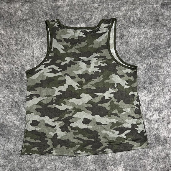 Lucky Brand Camo Green Tank Top Shirt Womens L Top Soft Lounge Casual Athleisure - Picture 3 of 11